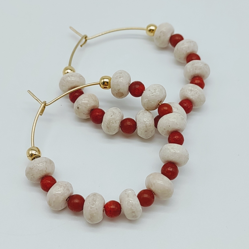 Sponge Coral Hoop Earrings